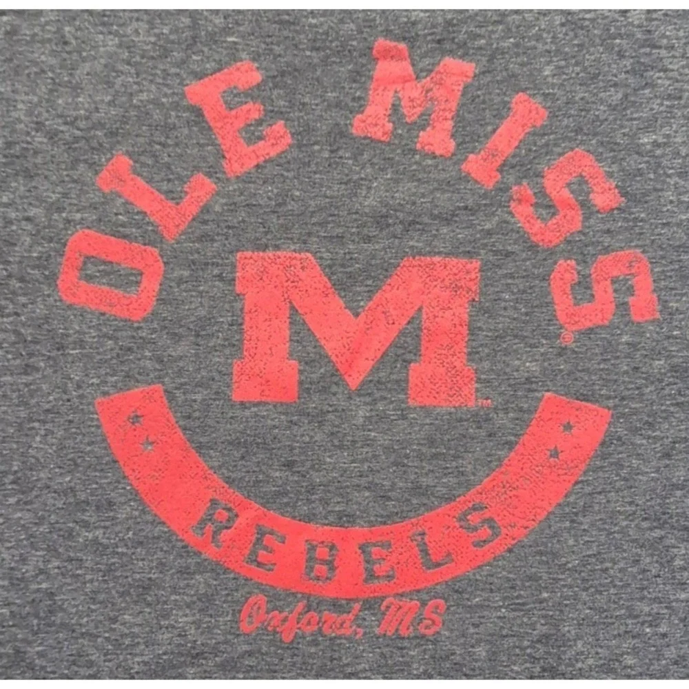 Ole Miss Rebels gray front pocket graphic long sleeve t-shirt XL 2 sided HYDR